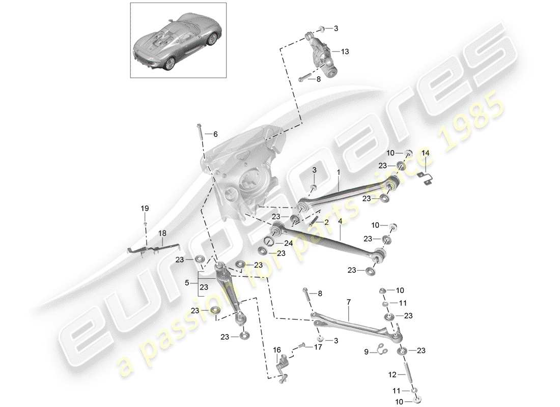 porsche 2015 (918 spyder) essieu arrière schéma des pièces