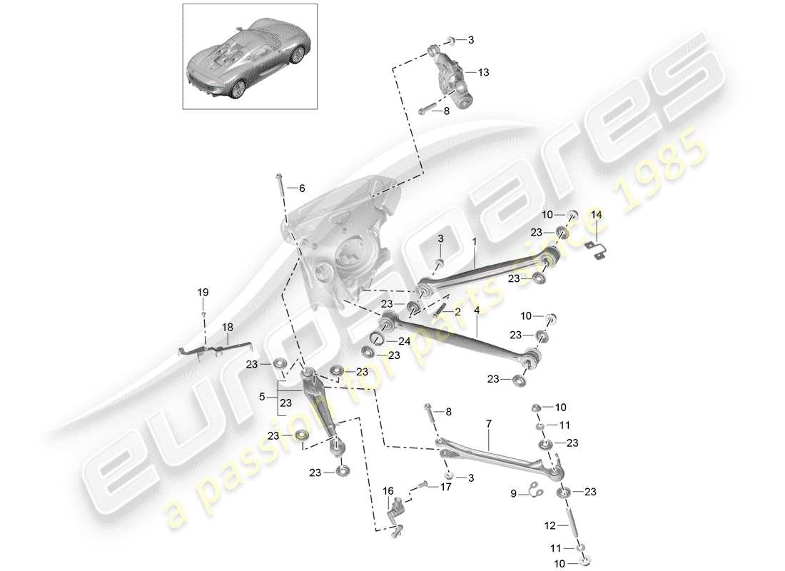 porsche 918 spyder (2015) essieu arrière schéma des pièces