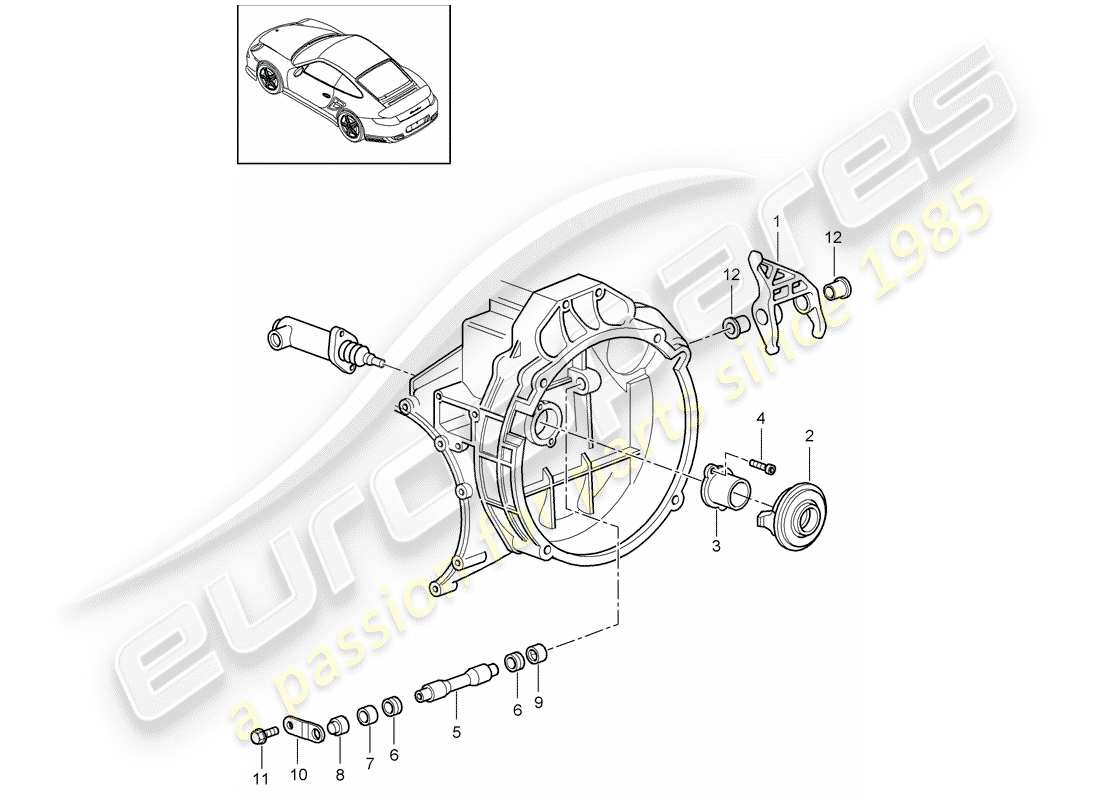 porsche 2011 (997-2 turbo / gt2 rs) debrayage d'embrayage schéma des pièces