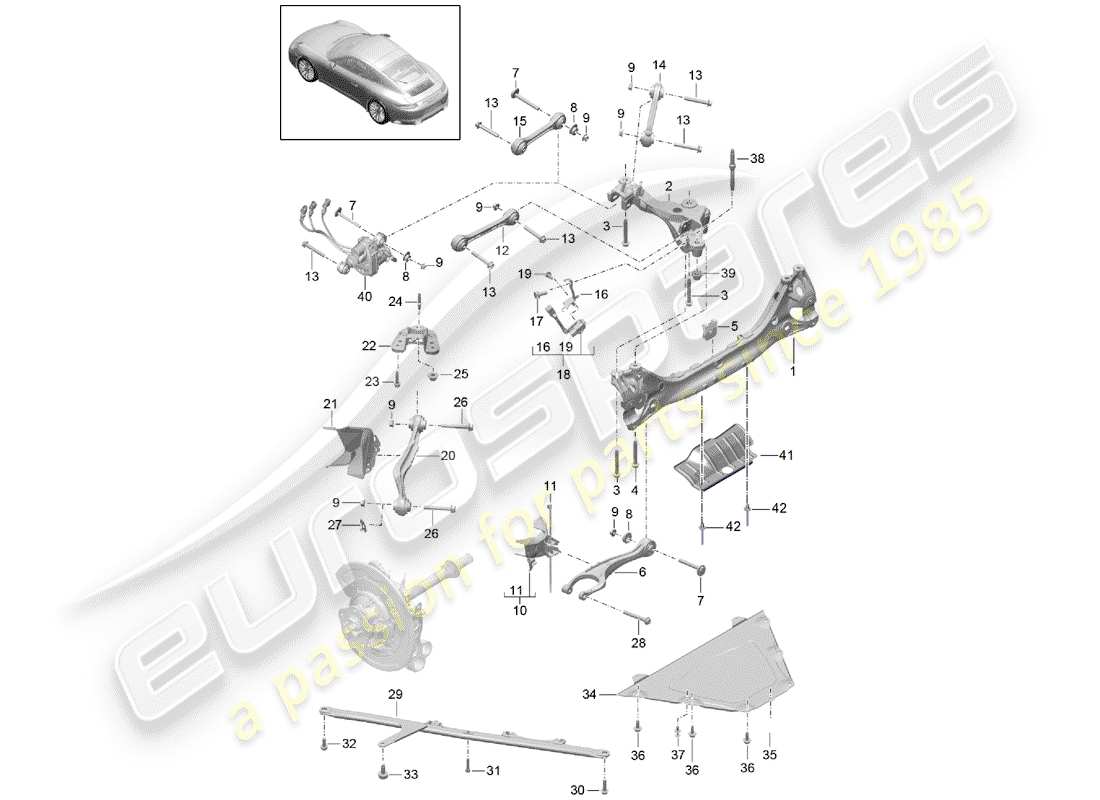 porsche 2020 (991-2) essieu arrière schéma des pièces