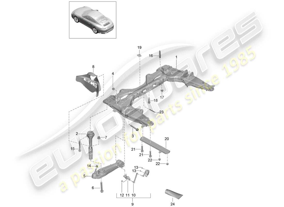porsche 2020 (991-2) traverse schéma des pièces