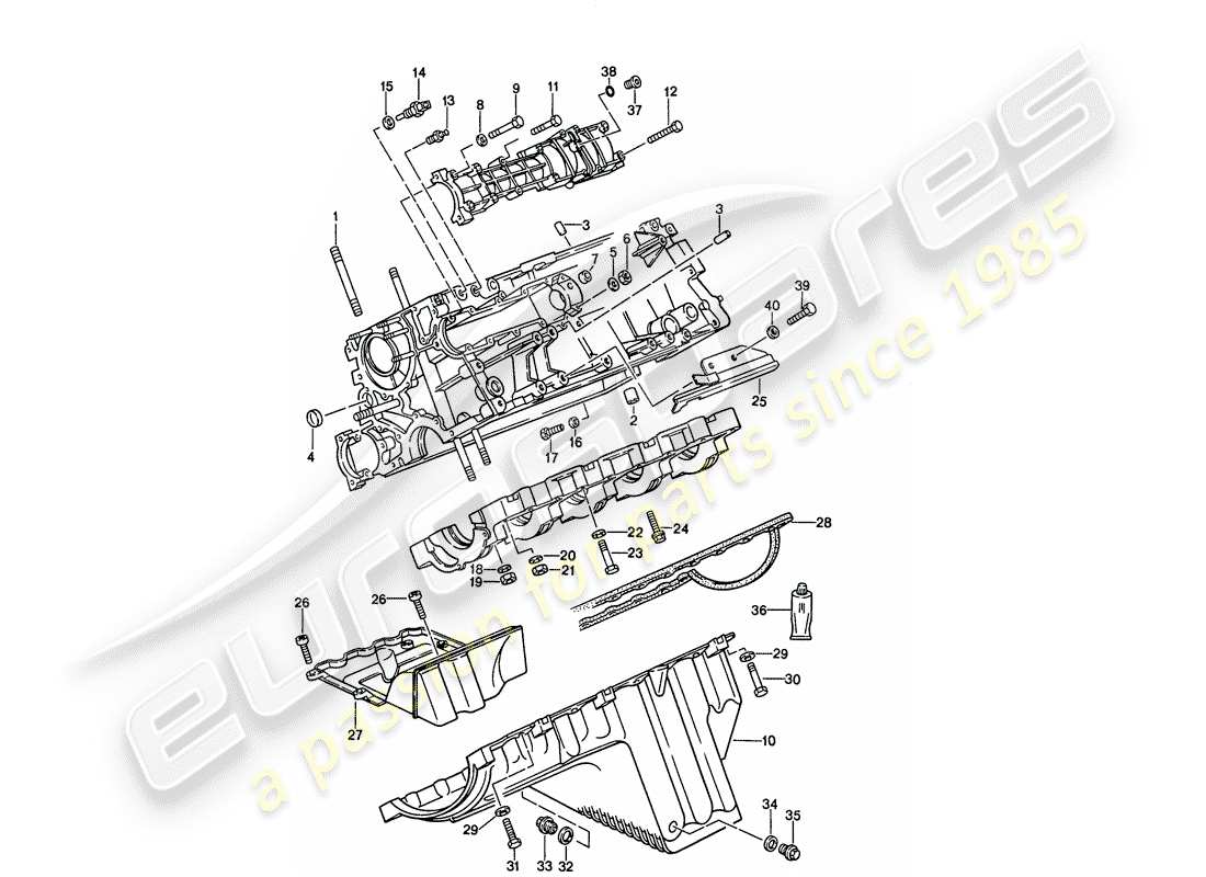 porsche 1986 (944) carter moteur - fixations - d >> - mj 1986 vue partielle