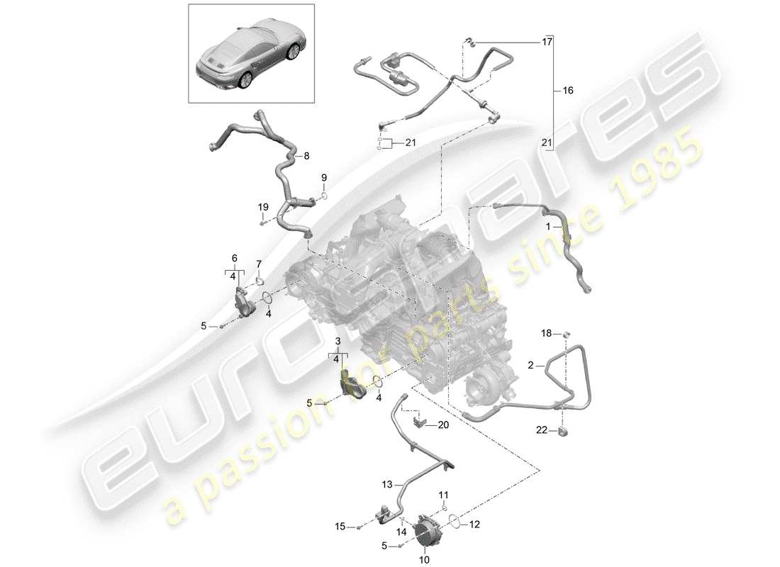 porsche 2017 (991-2 turbo) carter moteur schéma des pièces