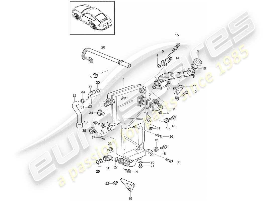porsche 2011 (997-2 turbo / gt2 rs) lubrification du moteur schéma des pièces