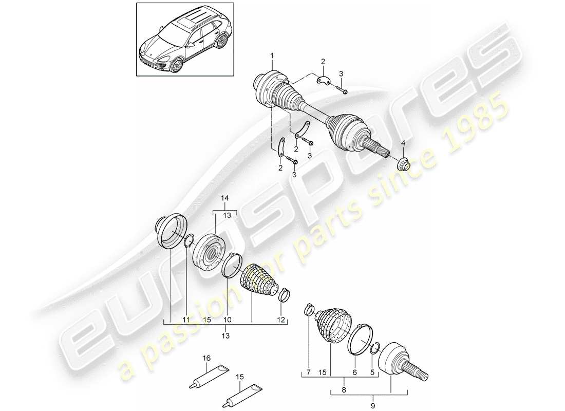 porsche 2011 (cayenne e2 92a) arbre d'entraînement schéma des pièces