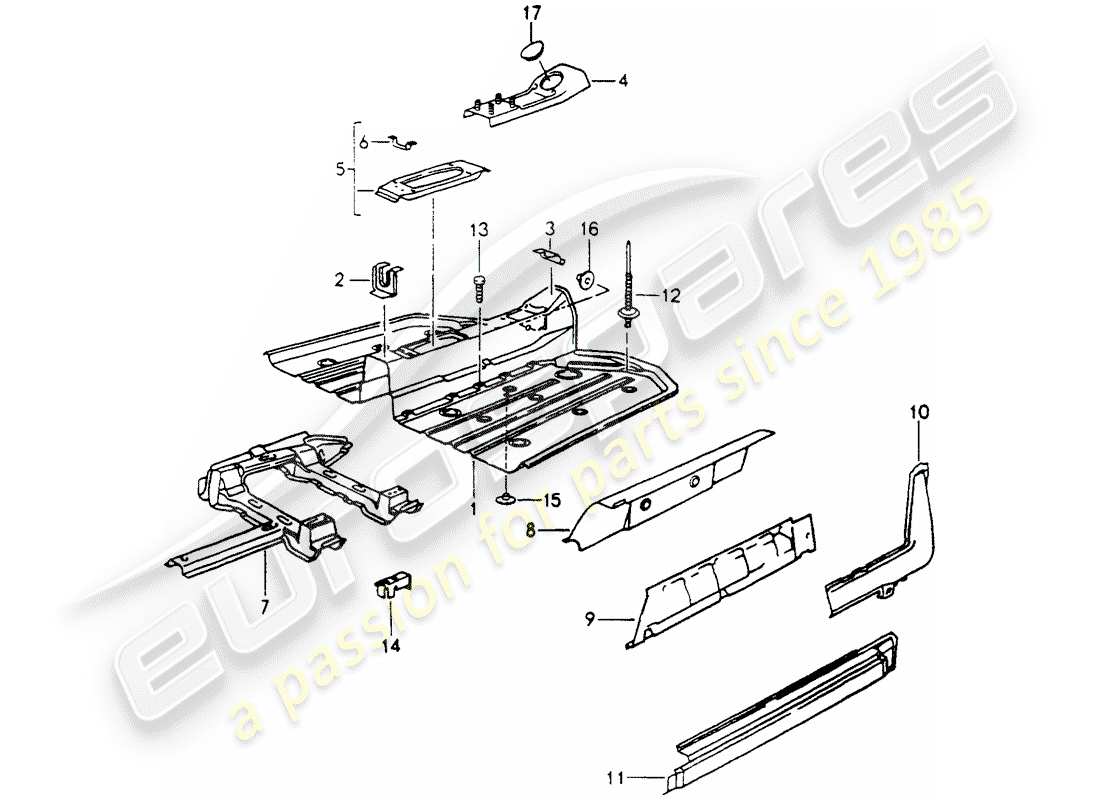 porsche 1990 (964) diagramme des pièces du cadre