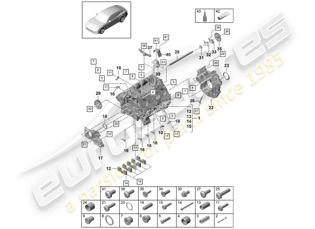 porsche 2019 (panamera 971-1) carter moteur schéma des pièces