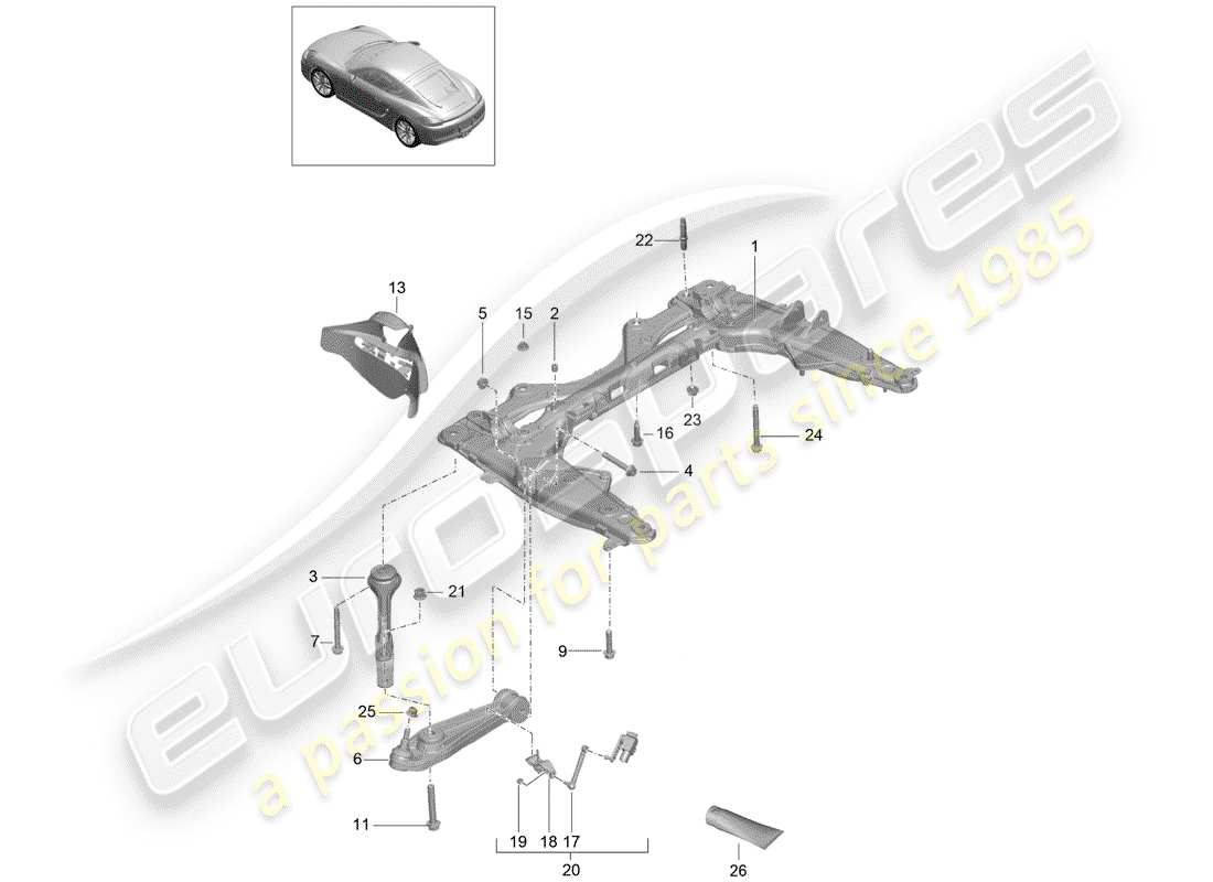 porsche 2014 (981 cayman) traverse schéma des pièces