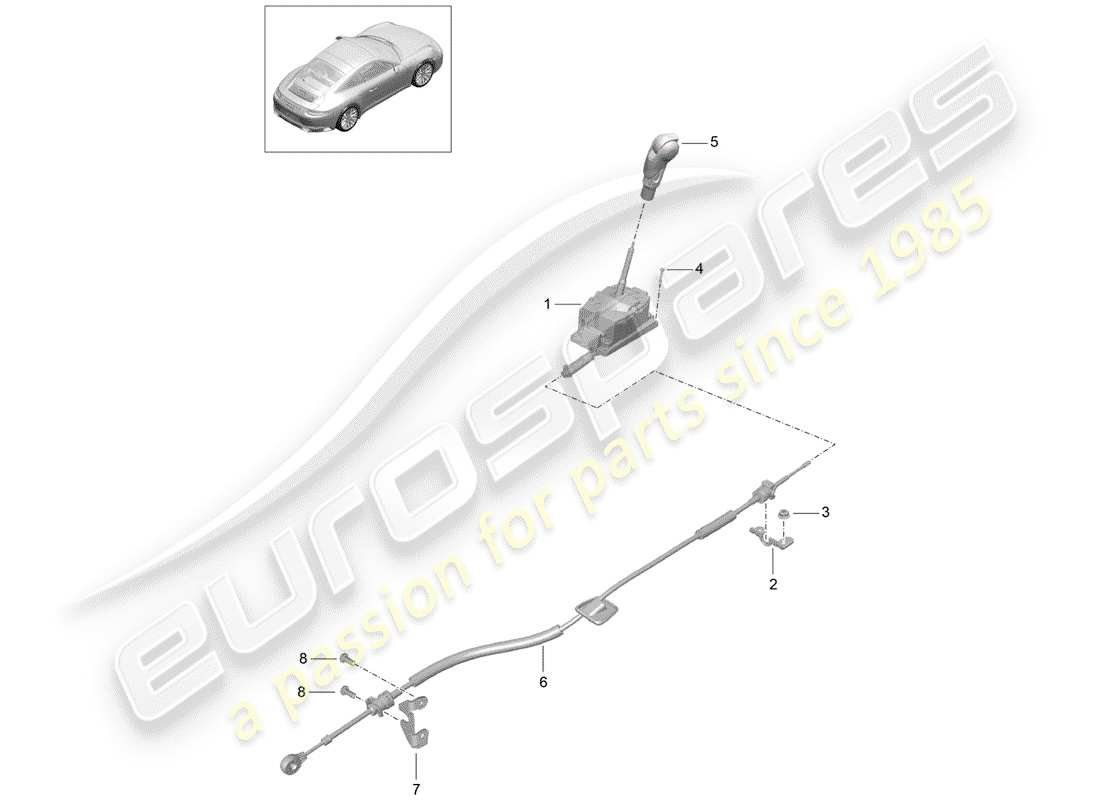 porsche 2020 (991-2) levier sélecteur schéma des pièces