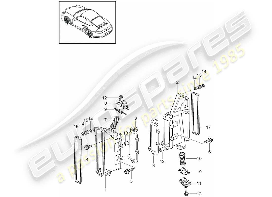 porsche 2011 (997-2 turbo / gt2 rs) carter de chaîne schéma des pièces