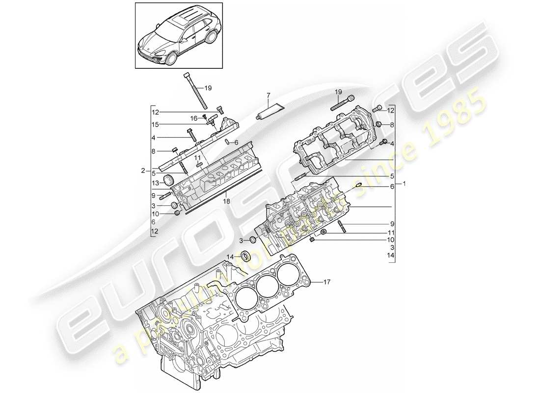porsche 2011 (cayenne e2 92a) culasse schéma des pièces