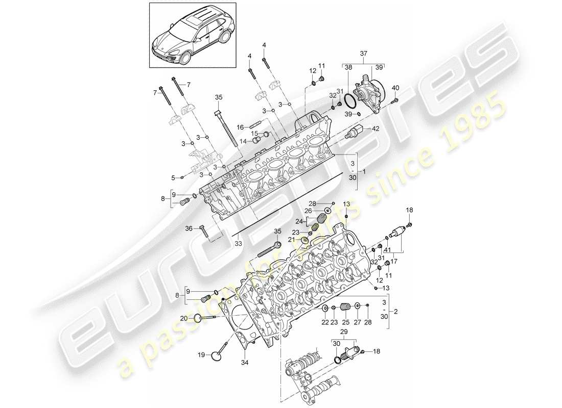 porsche 2012 (cayenne e2 92a) culasse schéma des pièces