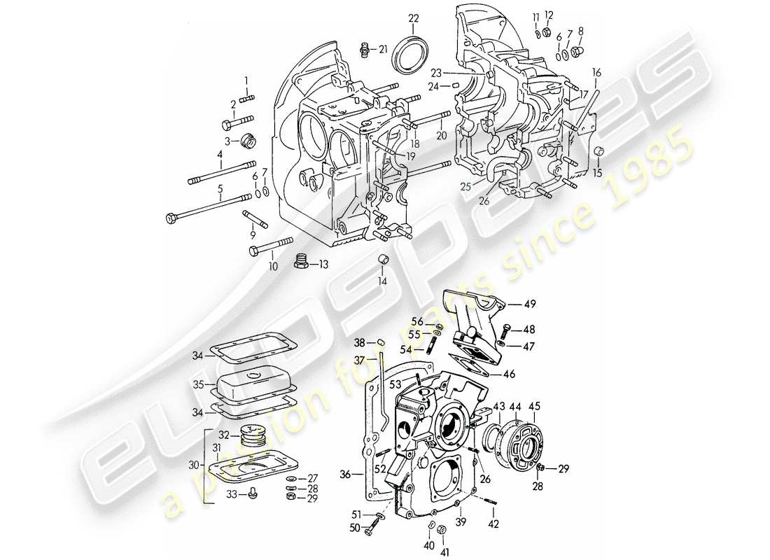 porsche 1950 (356/356a) carter - m 22 001 >> - m 50 101 >> - m 33 901 >> - m 41 001 >> - m 60 001 > > - m 80 001 >> schéma des pièces