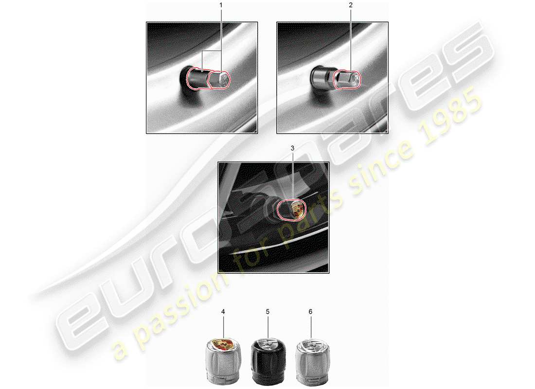 porsche 2019 (tequipment cayenne) bouchon de valve pour schéma des pièces