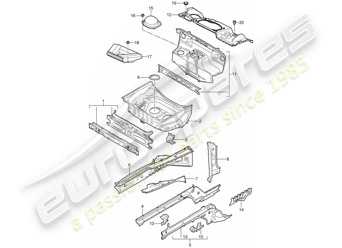 porsche 2005 (997-1) schéma des pièces front end