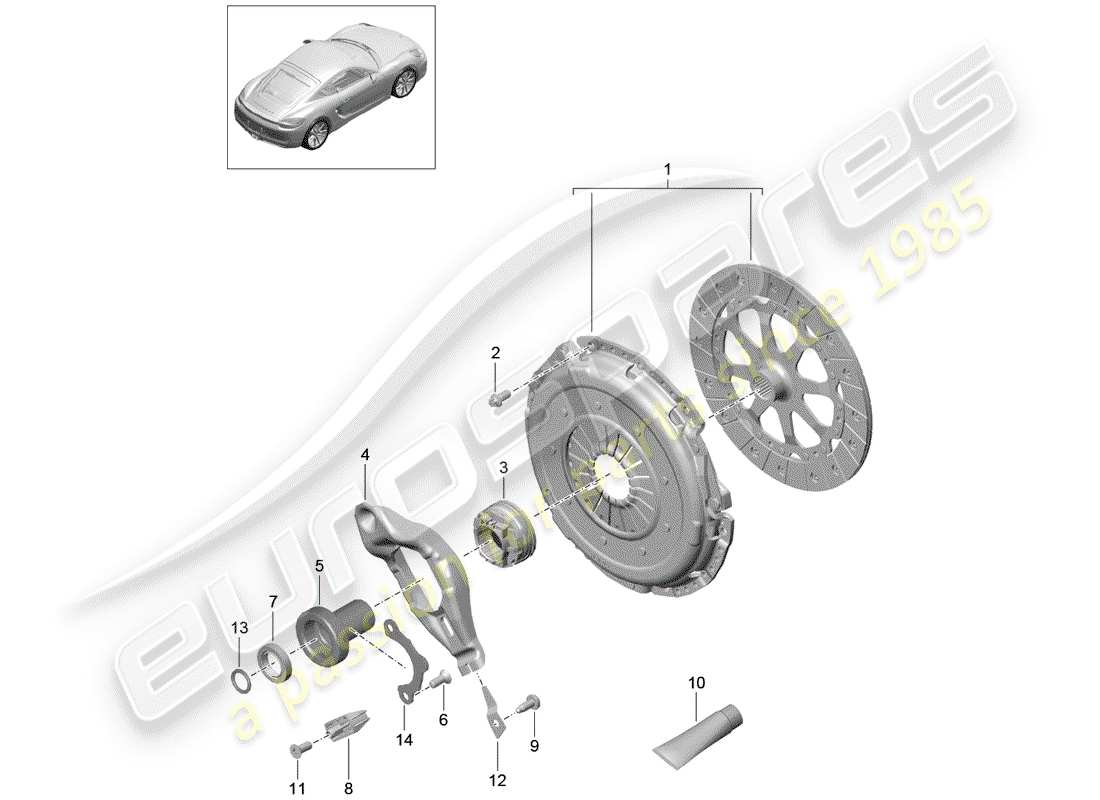 porsche 2014 (981 cayman) embrayage schéma des pièces