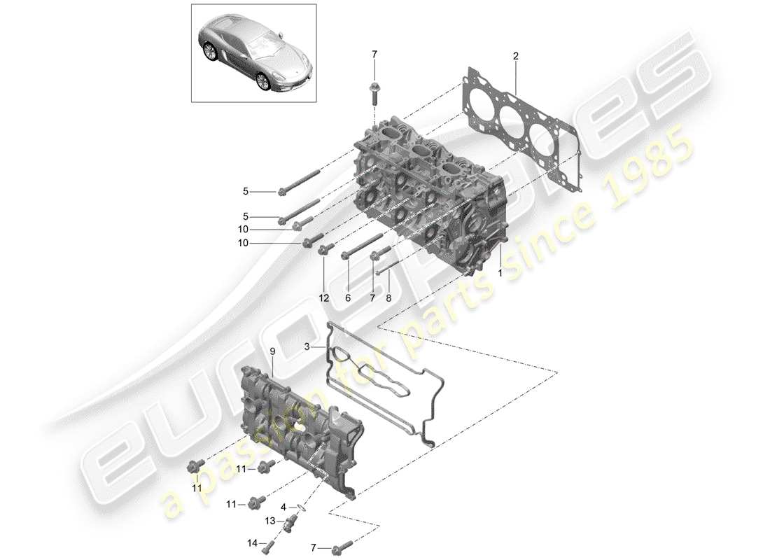 porsche 2014 (981 cayman) culasse schéma des pièces