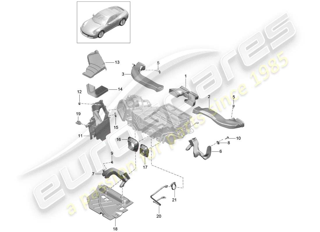 porsche 2017 (991-2) diagramme des pièces du conduit d'air