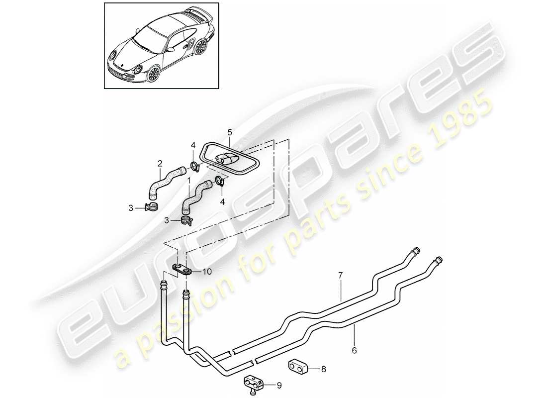 porsche 2011 (997-2 turbo / gt2 rs) système de chauffage 1 schéma des pièces