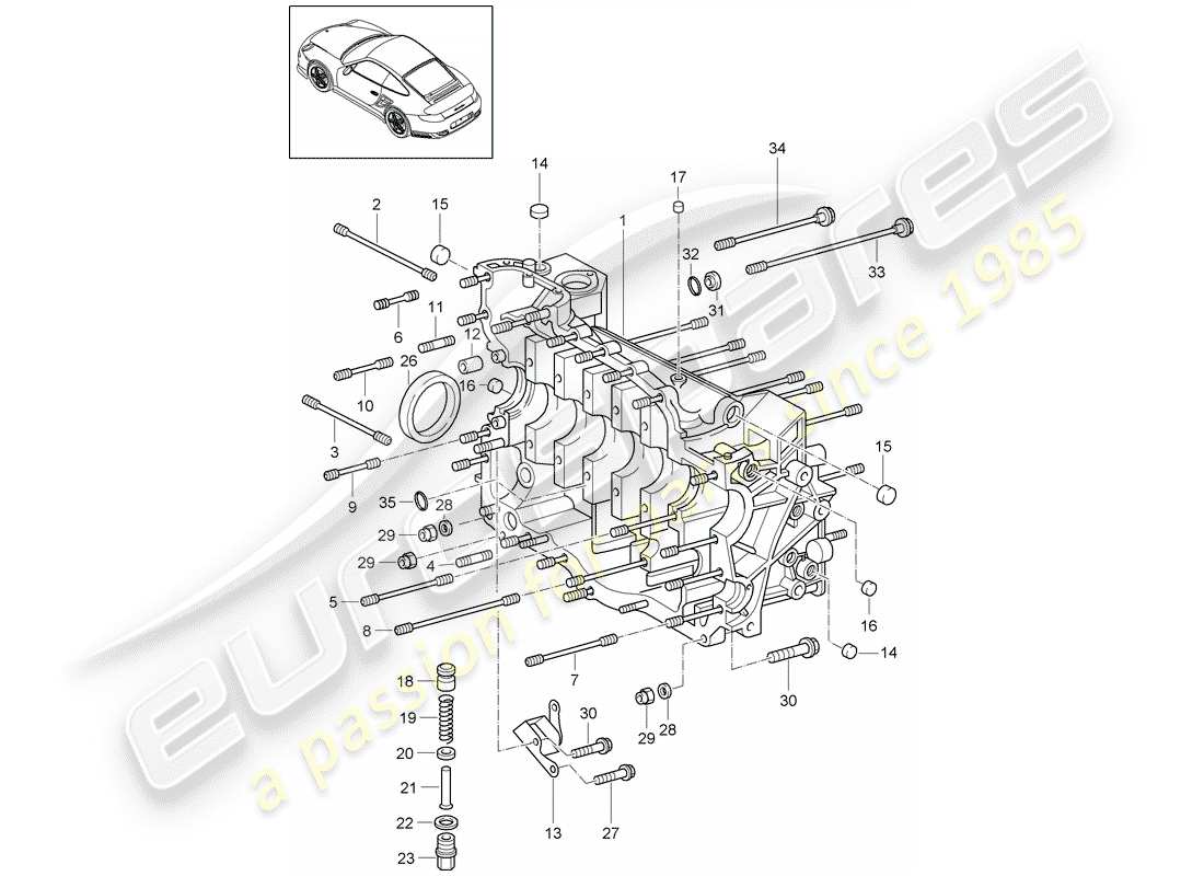 porsche 2013 (997-2 turbo / gt2 rs) carter moteur schéma des pièces