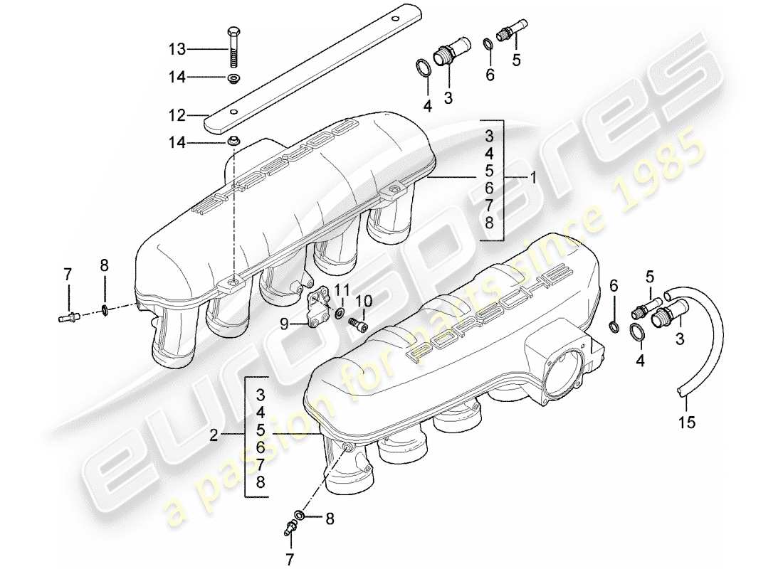 porsche 2005 (carrera gt) distributeur d'air d'admission schéma des pièces