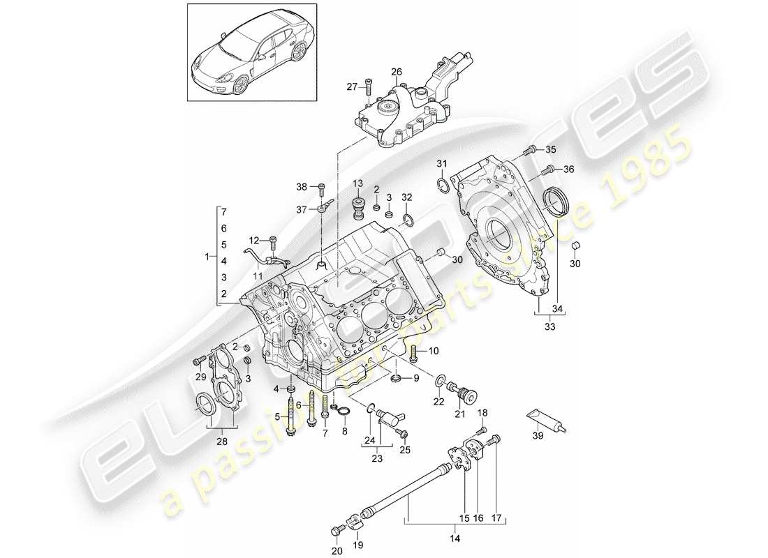 porsche 2015 (panamera 970) carter moteur schéma des pièces