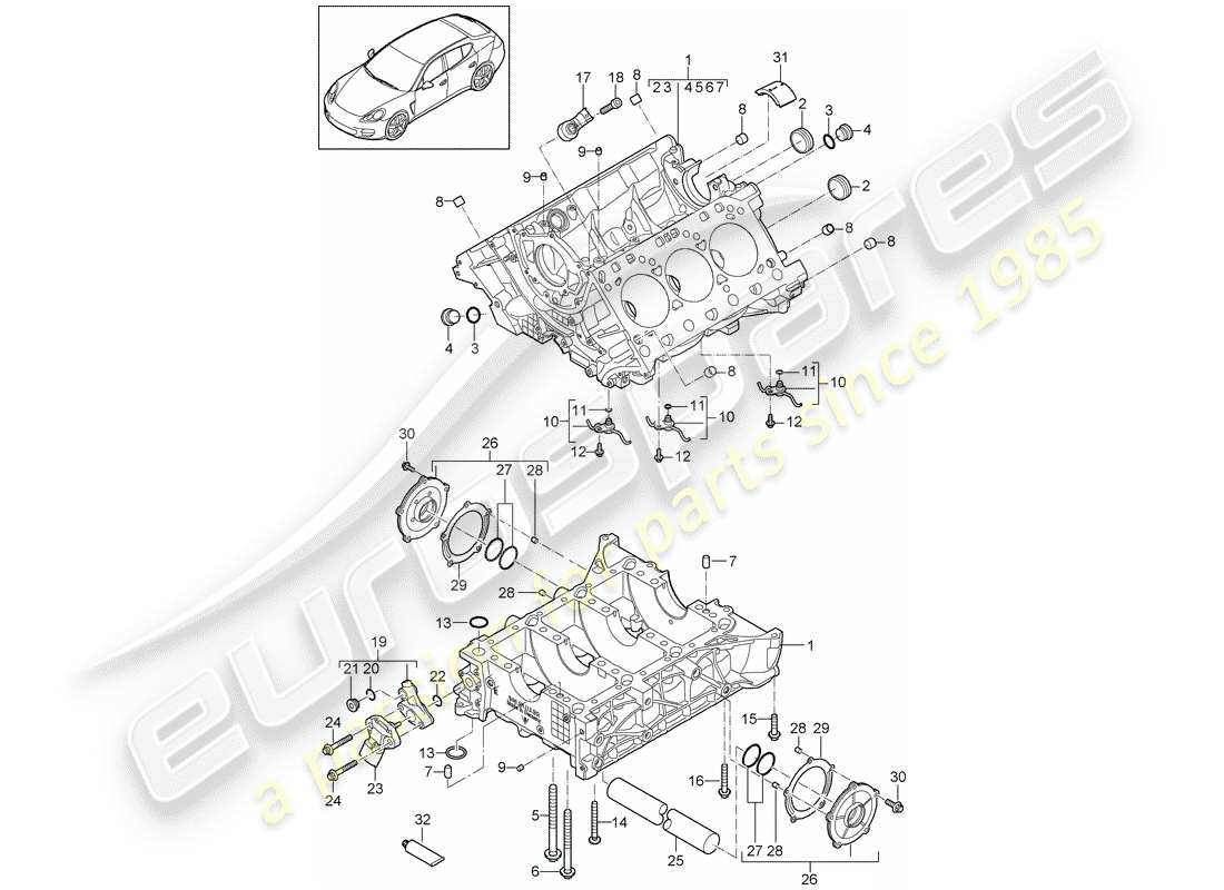 porsche 2011 (panamera 970) carter moteur schéma des pièces