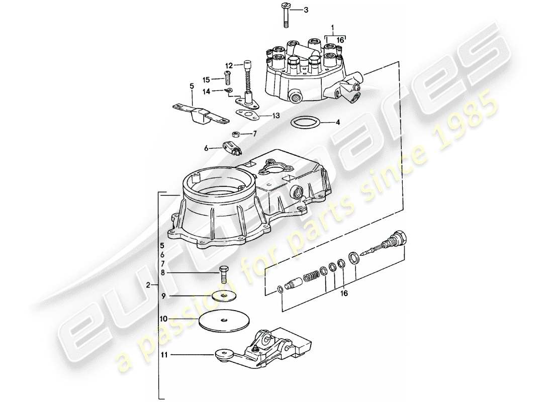 porsche 1979 (911) unité de contrôle du mélange schéma des pièces