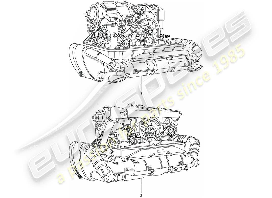 porsche 1993 (refurbished and exchange catalogue) diagramme des pièces du bloc long