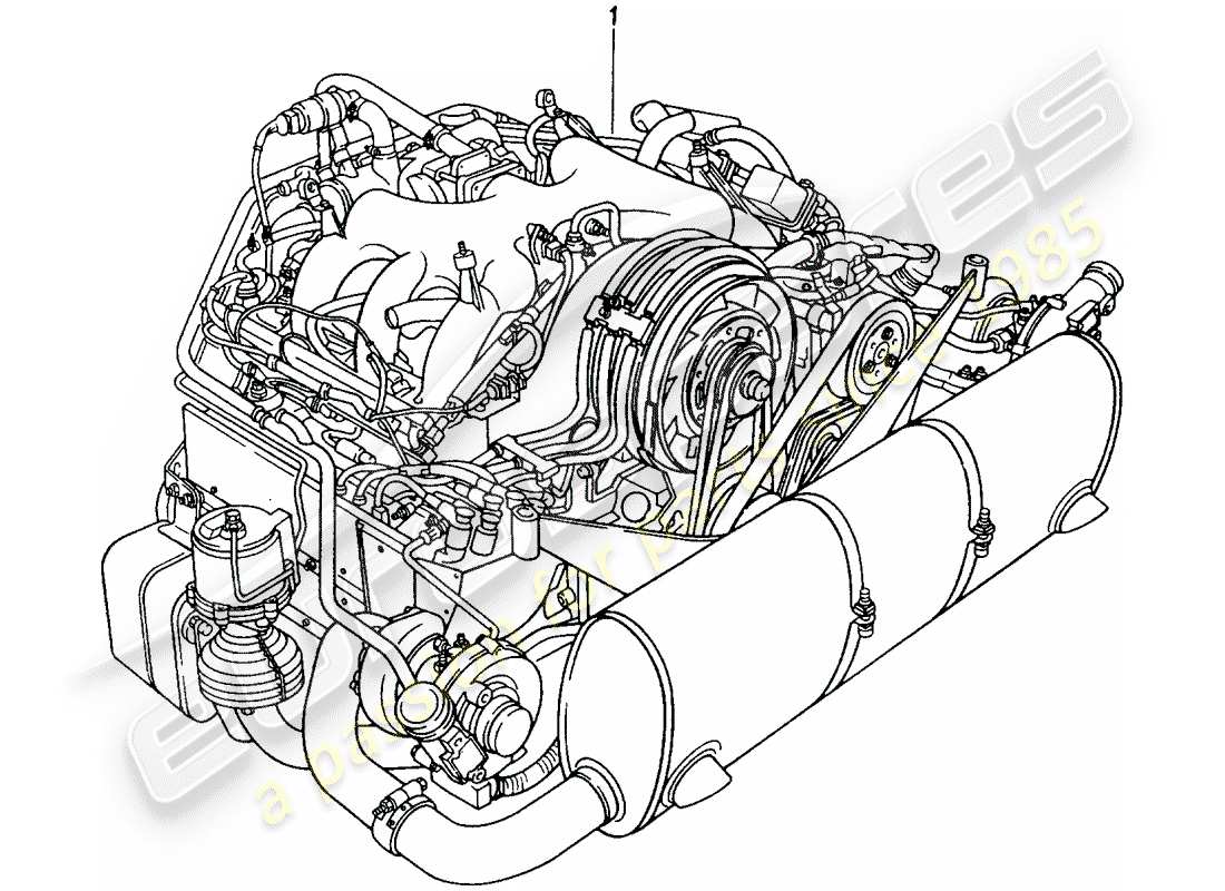 porsche 1993 (refurbished and exchange catalogue) schéma des pièces du moteur reconstruit