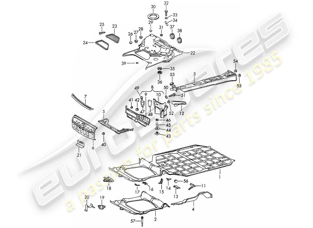 porsche 1965 (911/912) diagramme des pièces du cadre