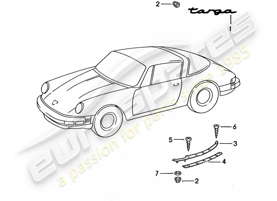 porsche 1989 (911) équipements décoratifs schéma des pièces