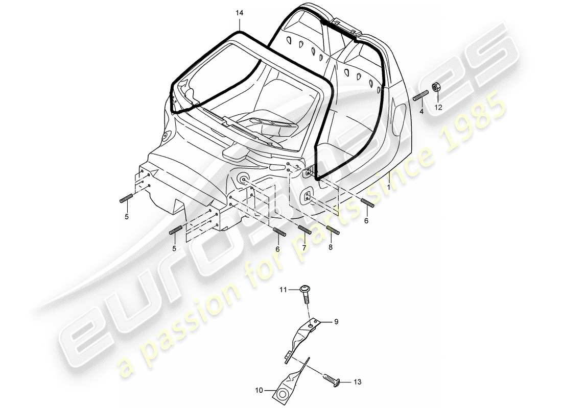porsche 2005 (carrera gt) monocoque schéma des pièces
