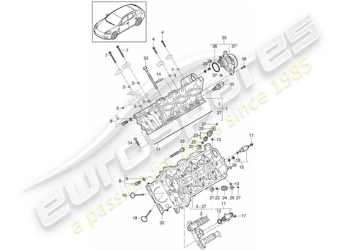 porsche 2012 (panamera 970) culasse schéma des pièces