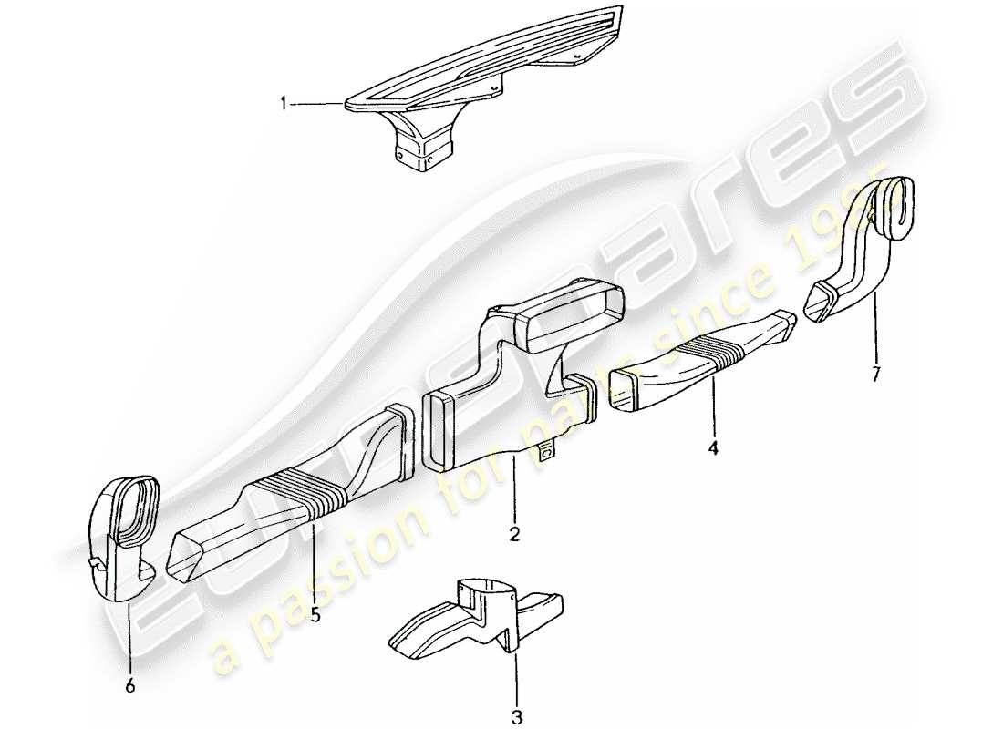 porsche 2001 (996 turbo / gt2) chauffage - distributeur d'air schéma des pièces