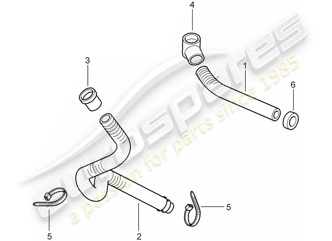 porsche 2001 (996 turbo / gt2) tuyau d'évacuation d'eau - montage - absorbeur de son - chauffage - climatiseur schéma des pièces