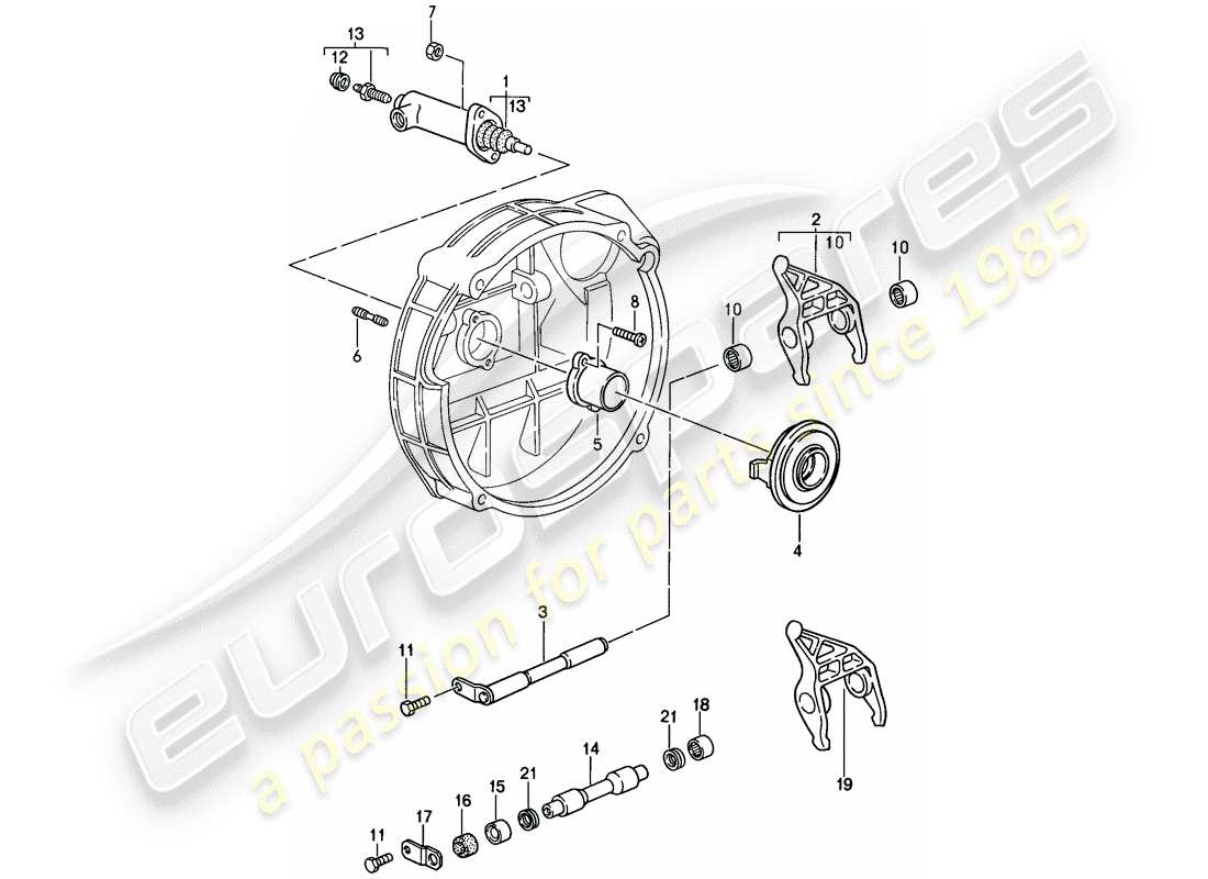 porsche 1989 (911) débrayage - hydraulique schéma des pièces
