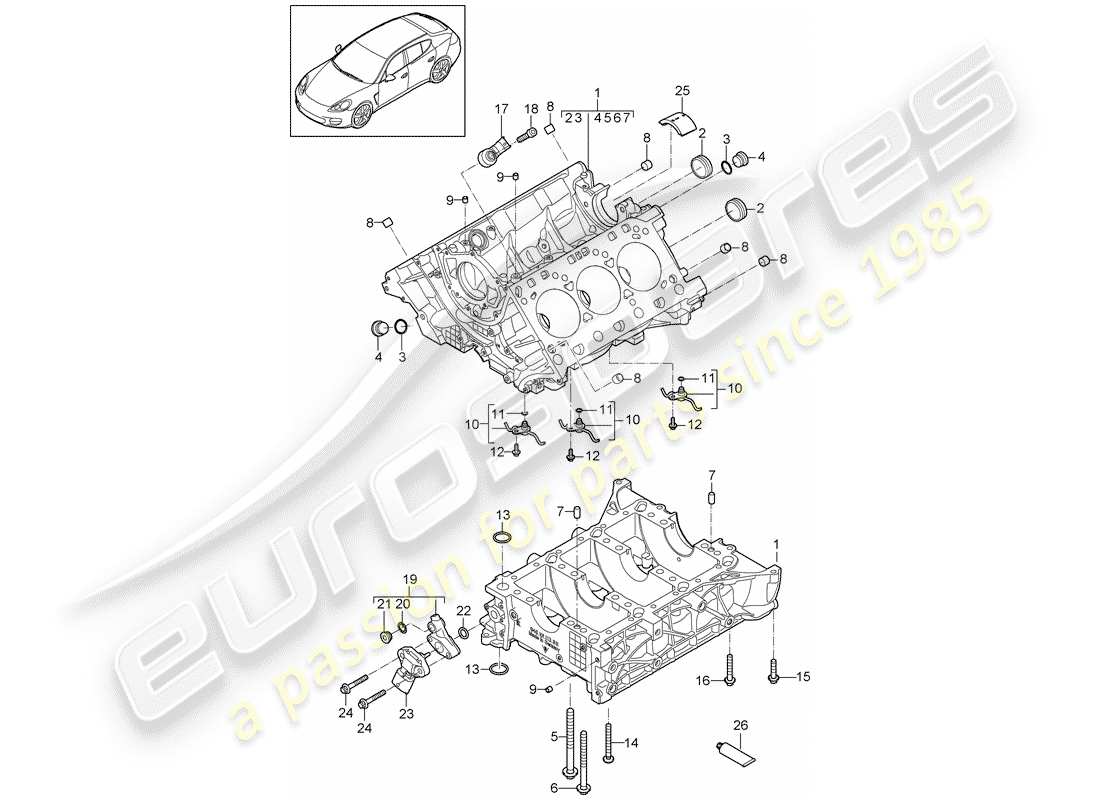 porsche 2014 (panamera 970) carter schéma des pièces