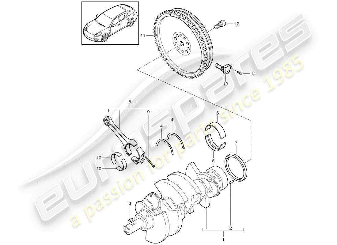 porsche 2015 (panamera 970) diagramme de pièce de vilebrequin