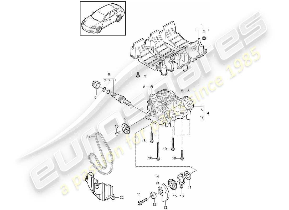 porsche 2013 (panamera 970) déflecteur d'huile schéma des pièces