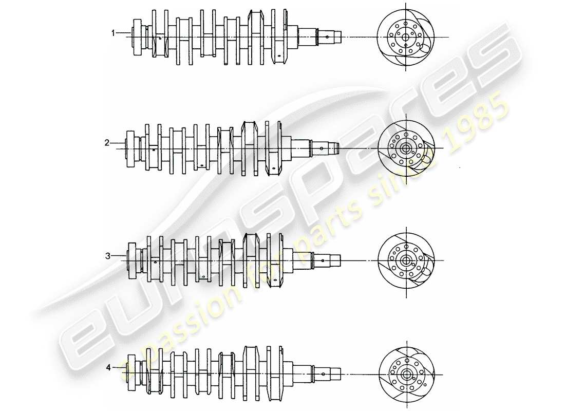 porsche 1993 (refurbished and exchange catalogue) diagramme de pièce de vilebrequin
