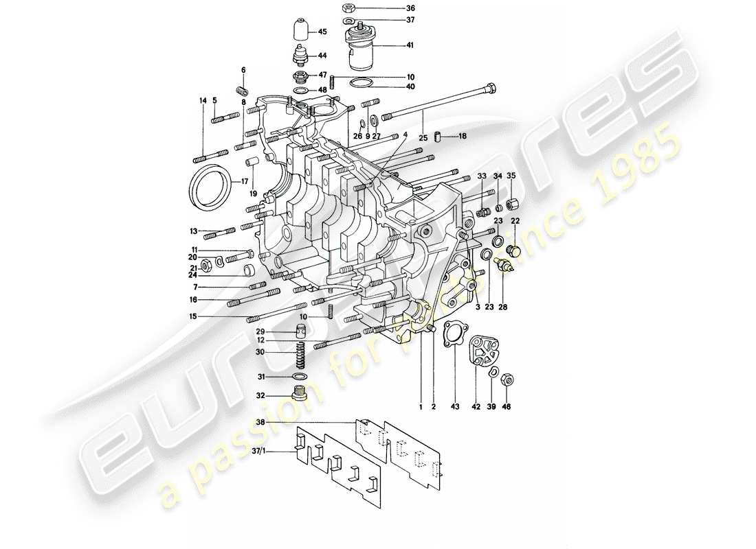 porsche 1973 (914) carter moteur schéma des pièces