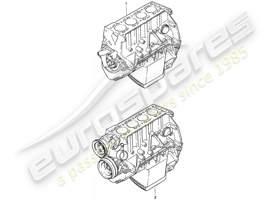 porsche 1979 (924) moteur court - avec : - vilebrequin - piston - pompe à huile schéma des pièces