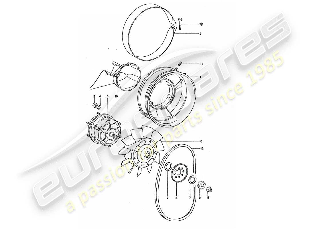 porsche 1976 (911 turbo) refroidissement par air schéma des pièces