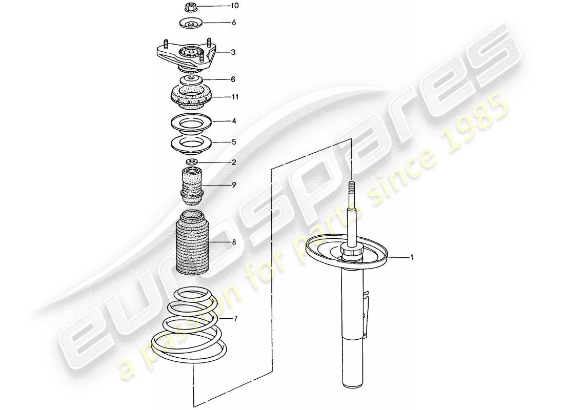 porsche 2003 (986 boxster) suspension - amortisseur schéma des pièces