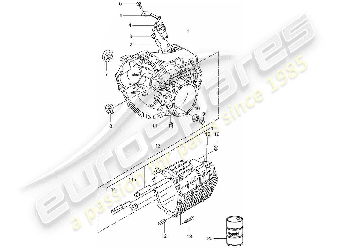 porsche 2003 (986 boxster) boite de vitesses - transmission manuelle 5 vitesses - - - carter de transmission schéma des pièces