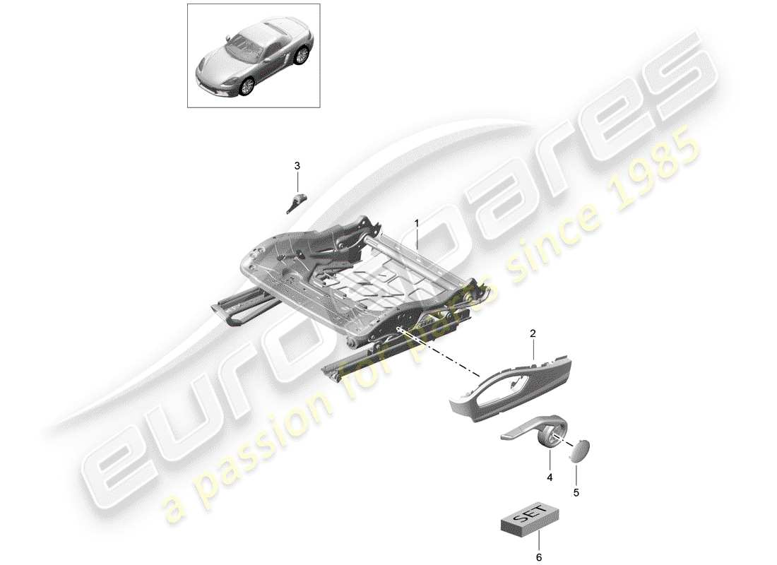porsche 2018 (718 boxster) cadre de siège schéma des pièces