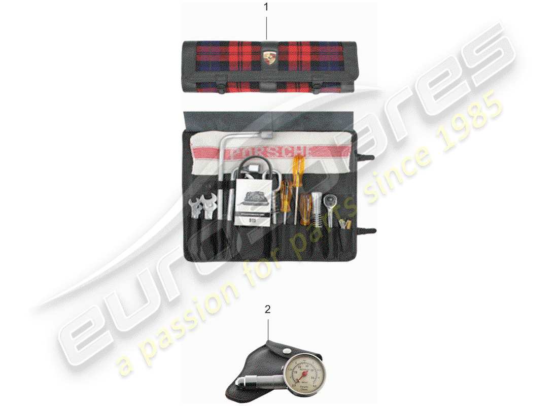 porsche 1976 (911) sac à outils schéma des pièces