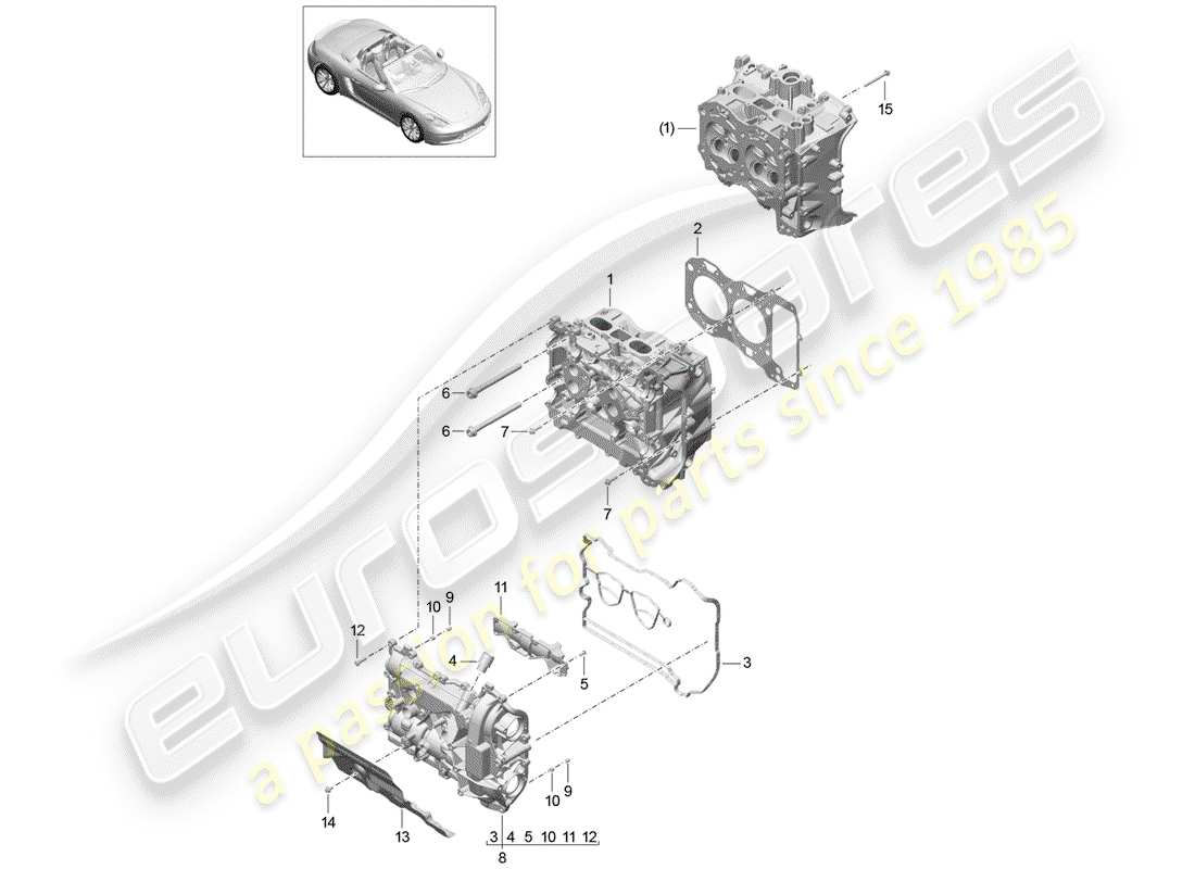 porsche 2017 (718 boxster) culasse schéma des pièces