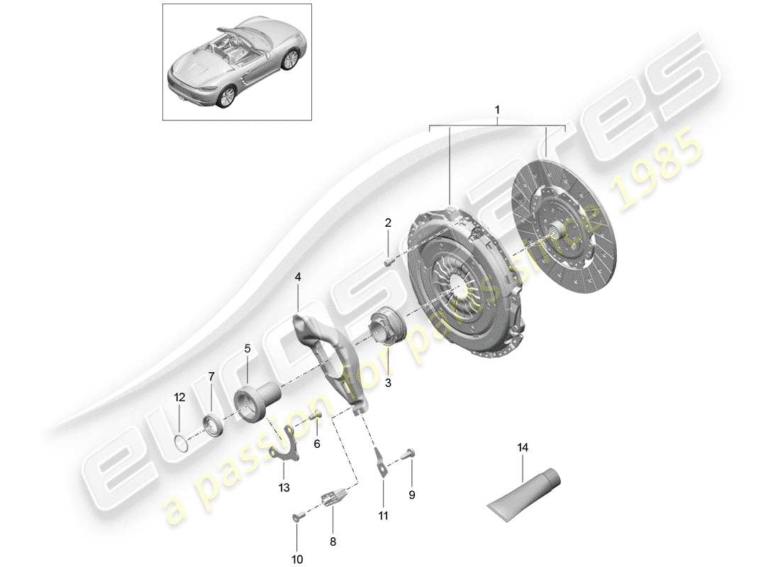 porsche 2017 (718 boxster) embrayage schéma des pièces